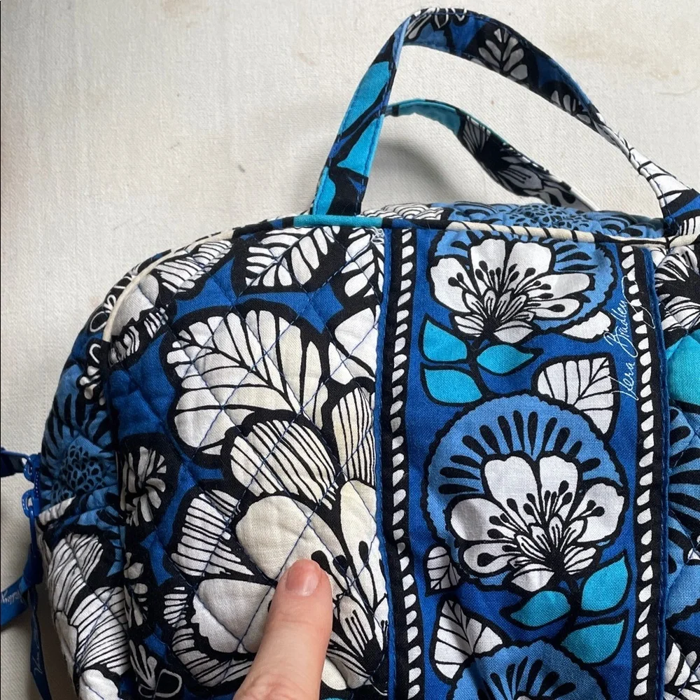 Vera Bradley Makeup Toiletries Travel Bag Blue Floral Hawaiian As Is - Picture 3 of 12